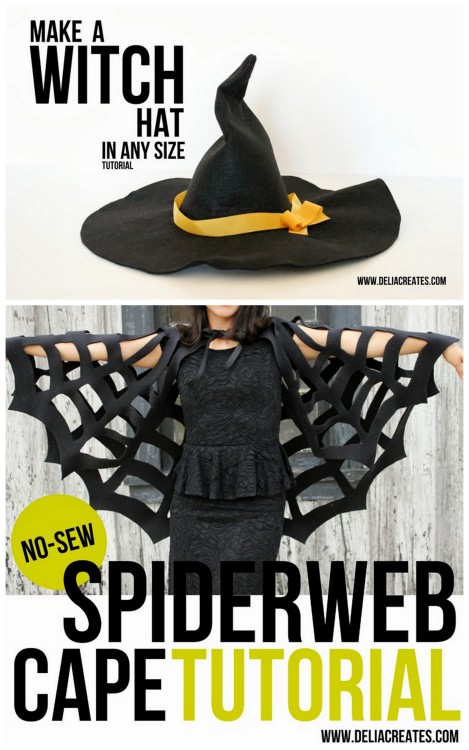 halloweencrafts:DIY Witch Hat and Cape Tutorial from Delia Creates.DIY Witch Hat Tutorial here. This