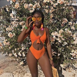 melaesthetic-eccentric:Melanin 🤎 Orange bathing suits 🧡🍊 this will be the last of the Orange aesthetic for now guys! Thanks to all those who requested! ❤️🤎🧡🍊🔥