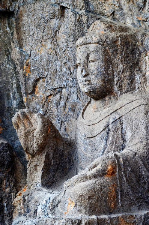 Another almost intact Buddha statue at the Longmen Grottoes world heritage site, located in Luoyong,