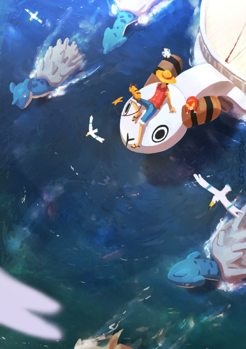 crowingoverthis:so if you like 2 things you need mash em up together into art! so here u go onepiece