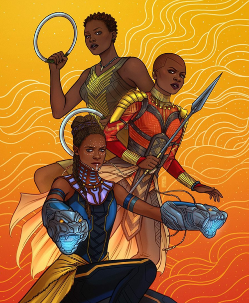 wwprice1: The real stars of Black Panther. Gorgeous work by Jen Bartel!