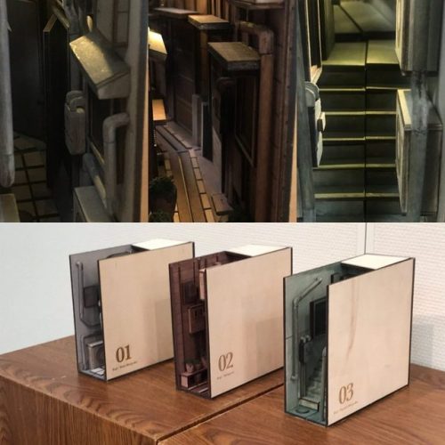 jumpingjacktrash:mendelpalace:A Japanese artist who goes by monde has made a series of wooden booken