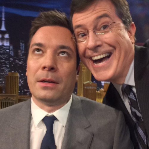 fallontonight:  Stephen Colbert (and a bunch of other celebs) welcomed Jimmy to the Tonight Show by paying up on their 贄 Tonight Show Bet!
