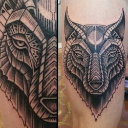 fuckyeahtattoos:  WOLF Art by IHSQUARED Tattoo