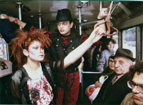 theunderestimator-2: Greek post-punks /new wavers riding a bus in Athens ca. 1983 while the rest of 