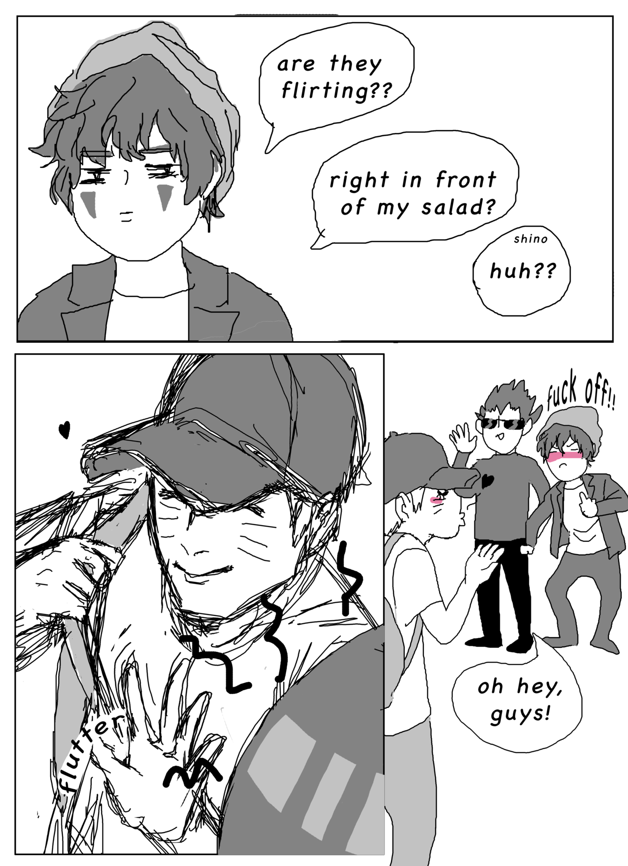 stciky:  are they flirting? are they plotting? who knows? not kiba (and certainly