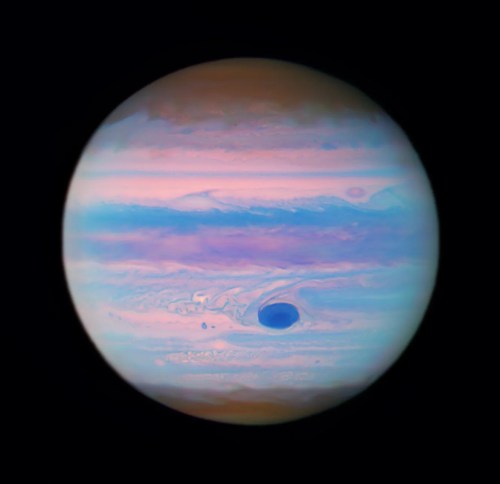 NASA's Hubble Space Telescope Reveals An Ultraviolet View Of Jupiter.
