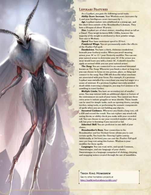 Revising an older insectoid race, the Makari, now known as the Lepikari (Mothfolk in common tongue).