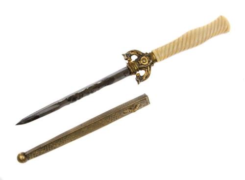 peashooter85:Dagger with gilded silver guard and ivory hilt, Italy, 18th centuryfrom Helios Auctions