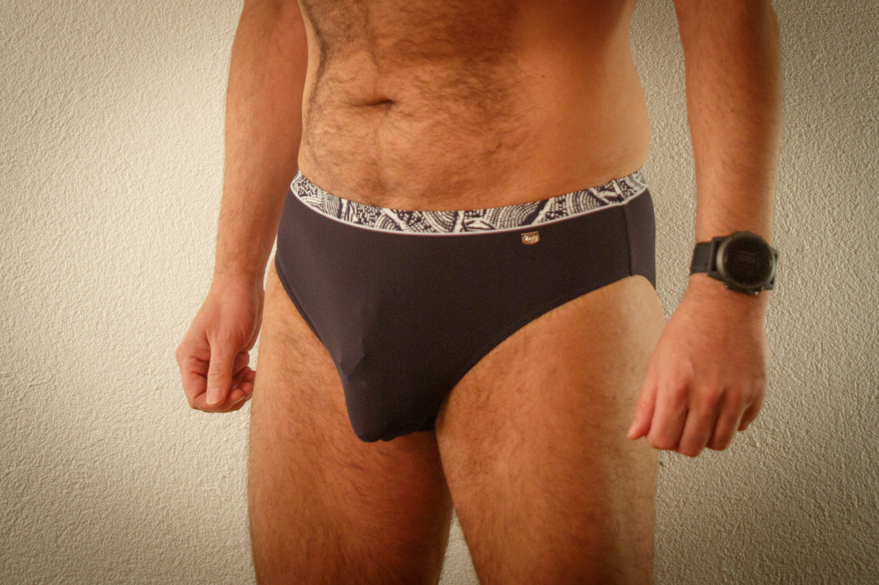 My swimming trunks! The outline of the chastity cage can be seen even when the pants
