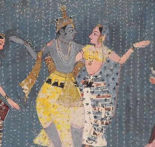 vintageindianclothing:The luminescent beauty of Lord Krishna’s dark skin is compared to the shiny bl