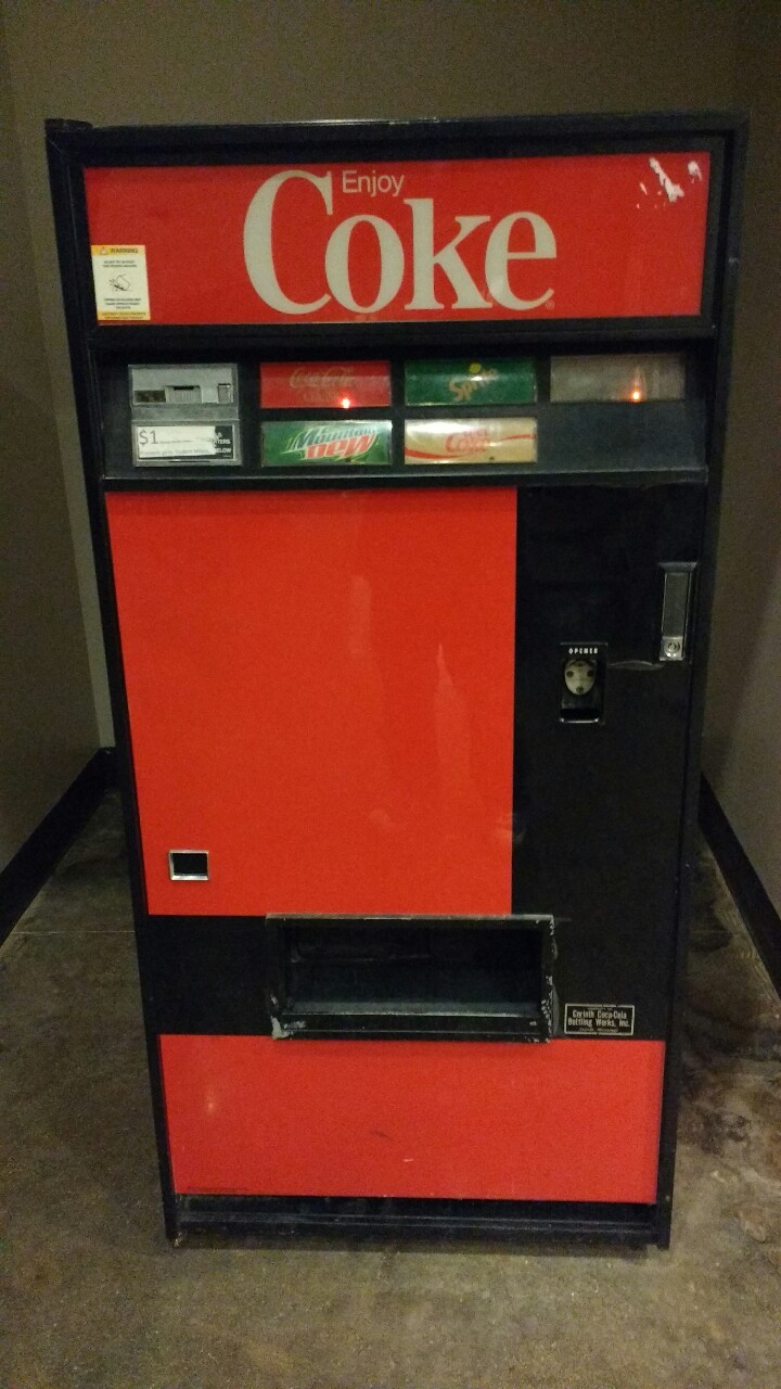 Ancient Coke machine at our polling place.  Also go vote if you&rsquo;re American.