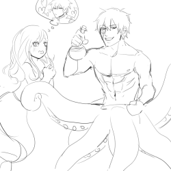 pposongarts:  So sorry this was done while doing a hangout several months ago with a friend lol we were talking about mermaid AU in which Juvia becomes human to meet her love princess Gray again and Jellal is the one who makes it happen  And of course,