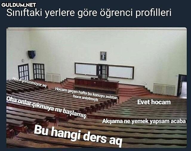 Siniftaki yerlere göre...