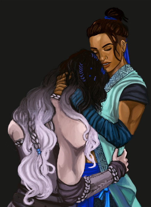 infernallegaycy:ageofthedragon:Soft sentinel babes for femslash Feb[id: an illustration of yasha &am