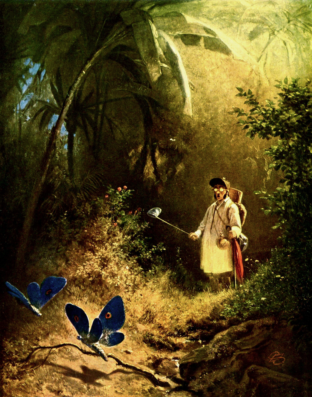 hideback:  Carl Spitzweg (German, 1808-1885) The Butterfly Hunter, 1840