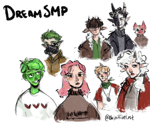 some dsmp sketches from a while back, shoutout to the slimecicle one which is my fav