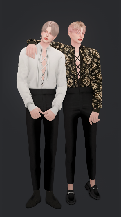 sudal-sims:[sudal] x shirt &amp; pant remake▶ All lod▶ Specular Map▶ 15 Swatch♥ Thanks fo