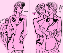 coldyear:  I saw this post and thought of Josuke and Okyasu &lt;3  my sketches are so rough lol srry 