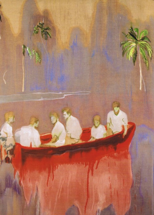 Peter Doig (Scottish, b. 1959, Edinburgh, Scotland) - Figures In Red Boat, 2005-2007  Paintings: Oil