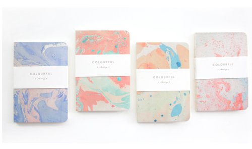 architstudy: Colorful Marble Notebook / Home Sweet Home Paper Stickers / Watercolor &amp; G