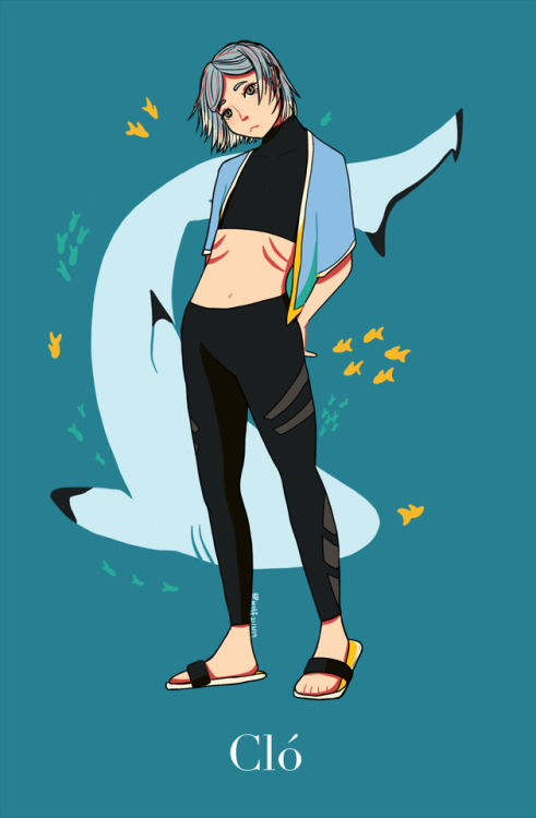 redesign of an old shark OC! also tried some new colouring styles 