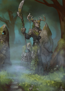 darantha: Sketchpoll prompt on Patreon was ‘Fey Guardian’, so thought of some sort of border guard statue. :)
