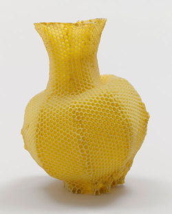 moma:  Happy Earth Day! Tomáš Gabzdil Libertíny’s vase was produced by a colony of 40,000 bees in 1 week. The process poetically brings a natural phenomenon full circle, starting with flowers, which nourish bees and enabled them to produce the vase,