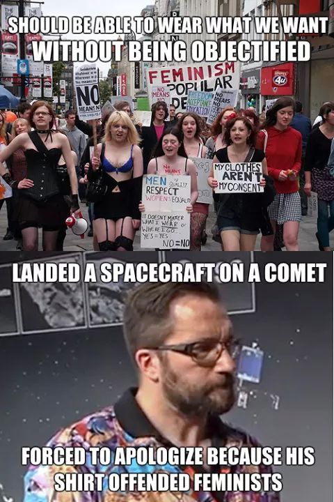 stronger-sam:  cishetwhiteoppressor:  Sweet, sweet hypocrisy.   Y’all do realize that the women who attacked him weren’t “feminists?” And the women wearing what they want, saying that they shouldn’t be raped/sexualized, is a completely different