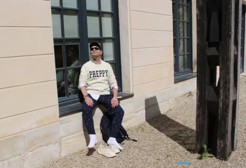 Sunny Morning, Half Preppy And Rather Disheveled Look, In Polo Indoor Sweatpants, 'Preppy' Sweater By