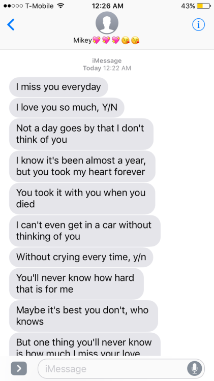 TEXT AU: Michael texts you everyday, though you&rsquo;ll never read them (Requested)