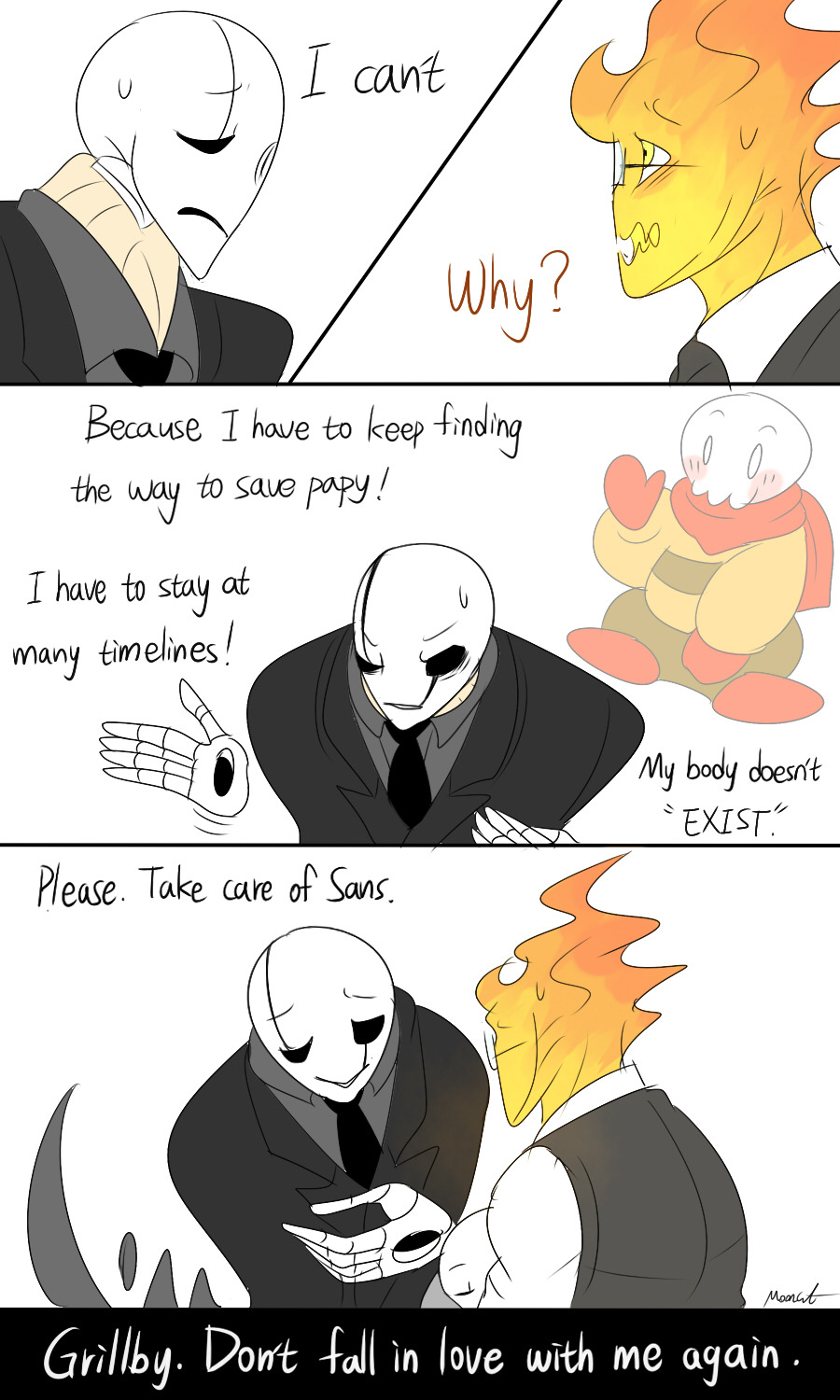 mooncatyao:  [Armbands] Grillby &amp; little SansThe reason why Grillby starts