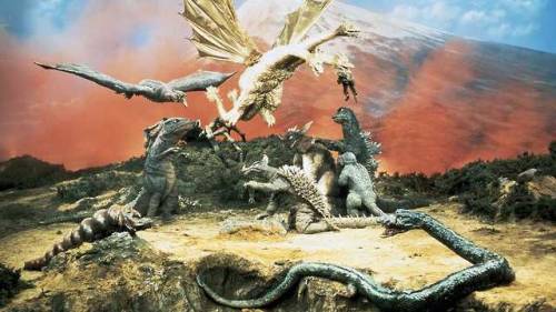 Mothra, Gorosaurus, Rodan, Kumonga, King Ghidorah, Anguirus, Baragon, Varan, Godzilla, Minilla, Mand