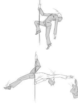 kksunnydeedog:  You don’t even know how many references I used just to make this piece of entertainment for you. Also because pole dancing is super impressive. Have you seen da skills some women have on those things? I don’t even know how Haru survived