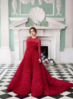 runwayandbeauty:Lily James in Ralph &amp; Russo Haute Couture for Harper’s Bazaar UK December 2015. Ph: Thomas Schenk