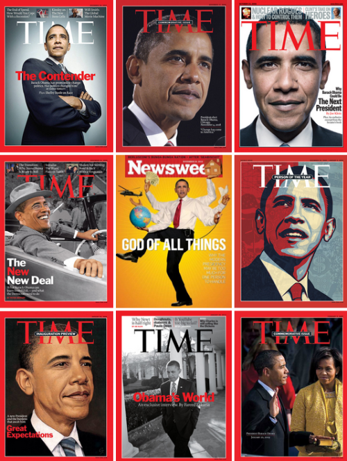 goodnessgabriela: cinexphile: Collection of magazine covers featuring Barack Obama Bottom left tho