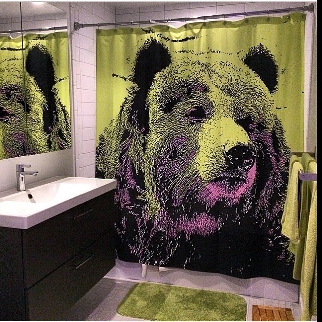 Lovin’ this bathroom with the BEAR by Romi Vega Shower Curtain! #regram @betsyadrennan (available at denydesigns.com!)