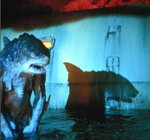 monsters-werewolves:Veteran suit performer/actor Brian Steele as the Shark-like monster from “Creatu