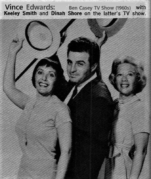 Vince Edwards with Keeley Smith (L) and Dinah Shore 1960s