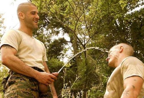 pissperfect:  puddlejumper301:  spermator:  goldenstreamssf:  OINK. A true pig would be lapping that up…   http://spermator.tumblr.com/  mmm, very wet, hot and horny, army piss boy, nice…  Playful.