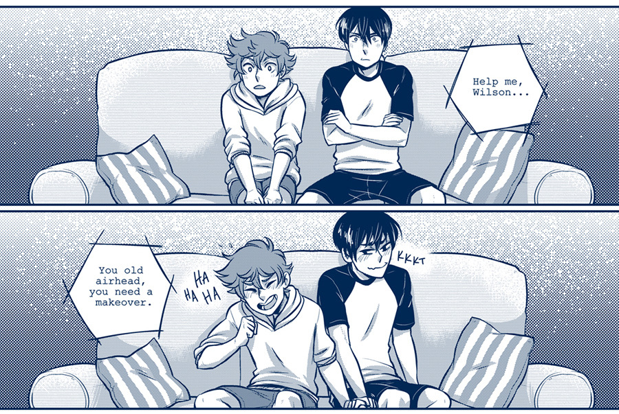 misslucid:  luckyjuicepress:  This is the extra from our kagehina doujinshi, Lost