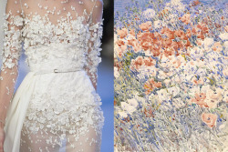 whereiseefashion:  Match #216 Details at Elie Saab Couture Spring 2014 | The Island Garden by Childe Hassam More matches here