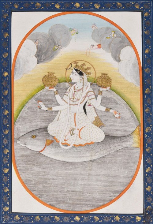 Goddess Ganga 18th - 19th Century. Kangra. Pahari painting. 26x19cm Now in National Museum, New Delh