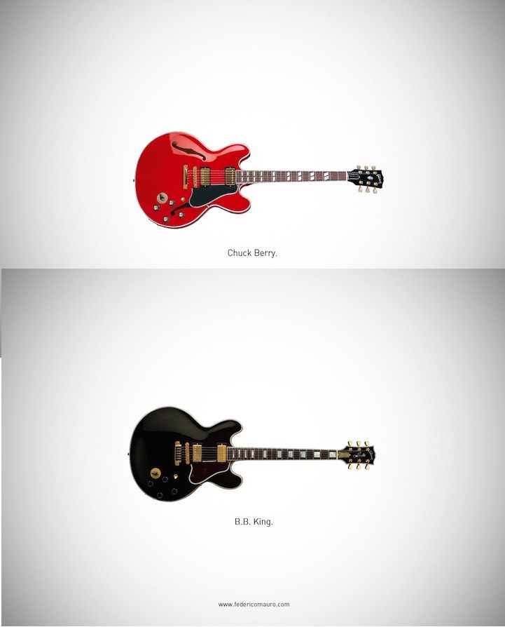 cloudyskiesandcatharsis:  Famous Guitars by Federico Mauro 