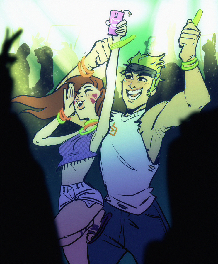 noszle: D.Va takes Genji to his first Lucio concert. They have a good time! ( I just