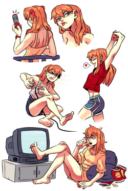 Jbillustration:inked And Colored A Buncha Old Asuka Sketches