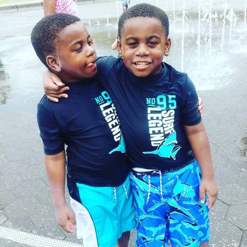 The boys all wet at the splashpad!#baltimore #twinstagram #twining #twins #twinboys #summerfun #spla