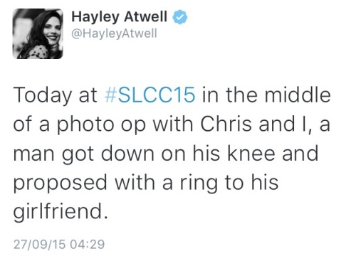 stuunalee:peggycarterislife:Life goal: have Hayley Atwell on your engagement pic making the cute