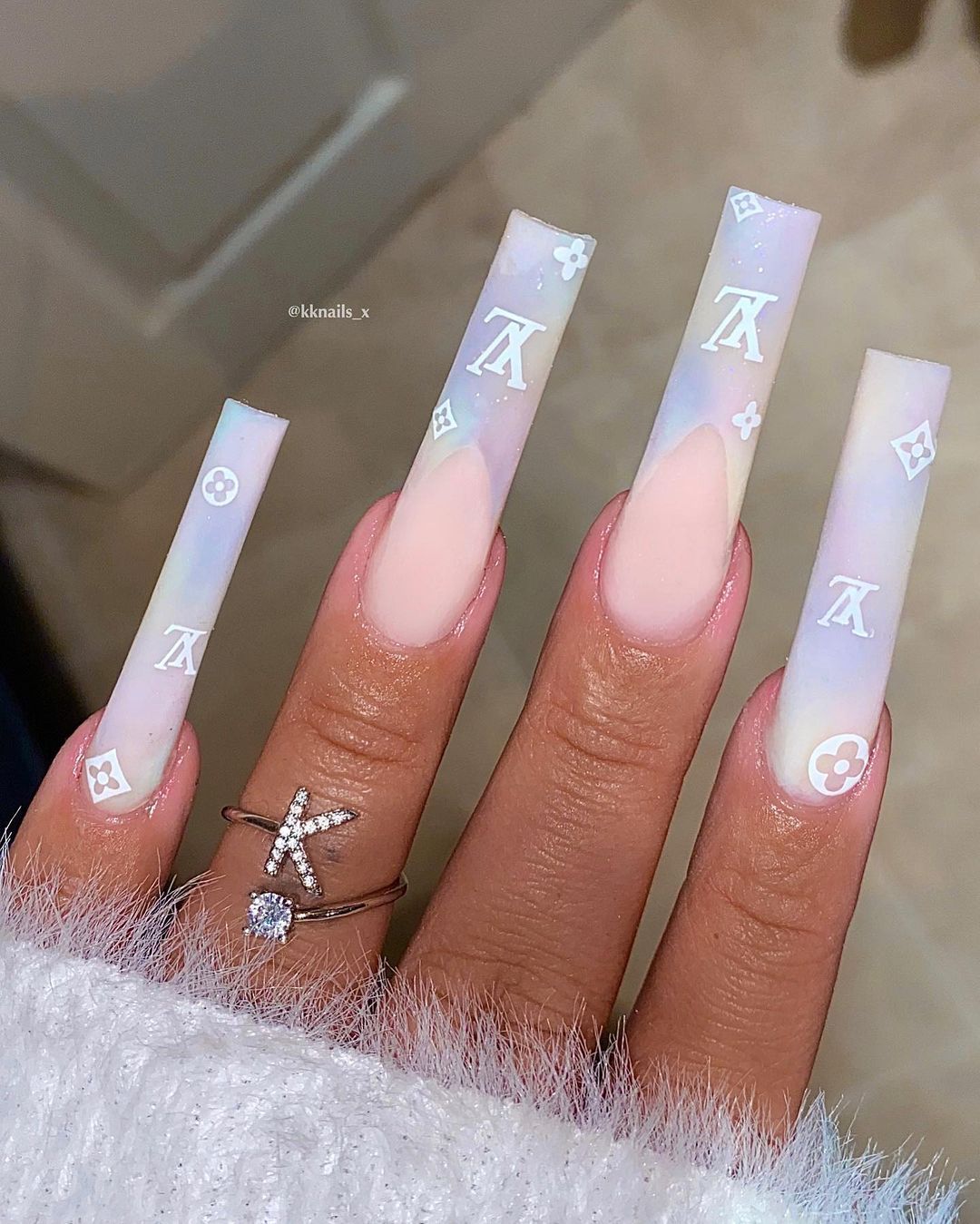 long louis vuitton acrylic nails