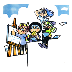 oliviawhen:  Recent Splatoon drawings, all from this week! 💦 I’ve always liked drawing fictional group photos. 